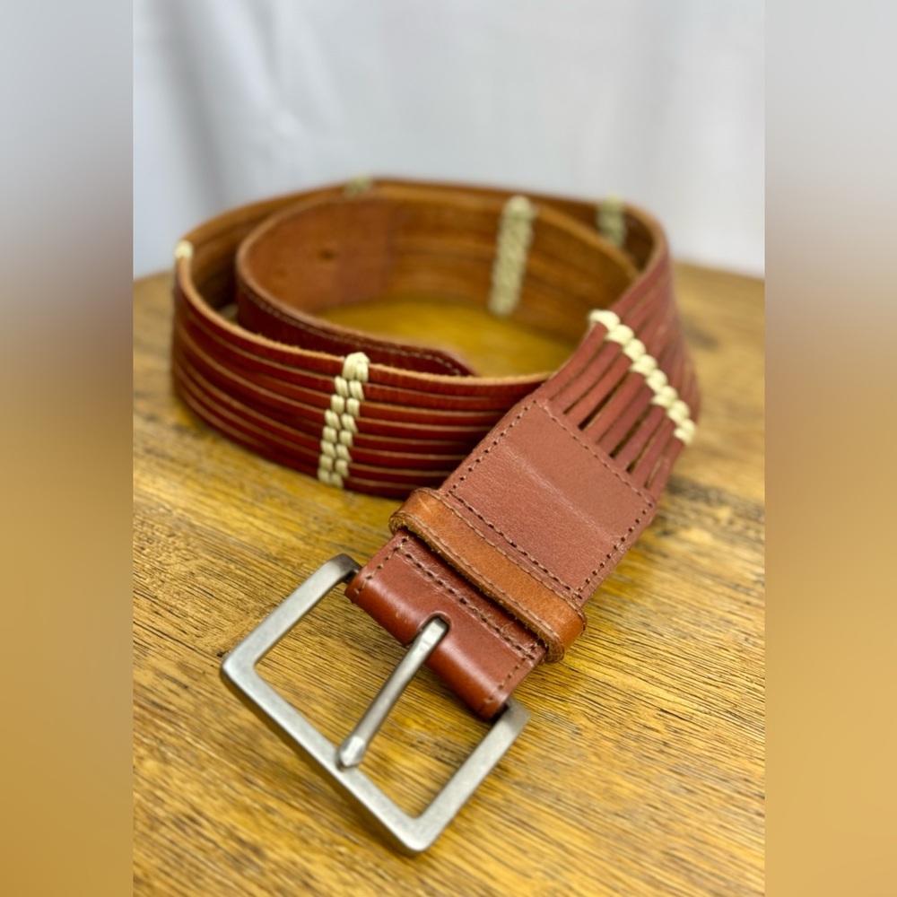 Talbots Stitched Genuine Leather Belt | Cognac | SMALL